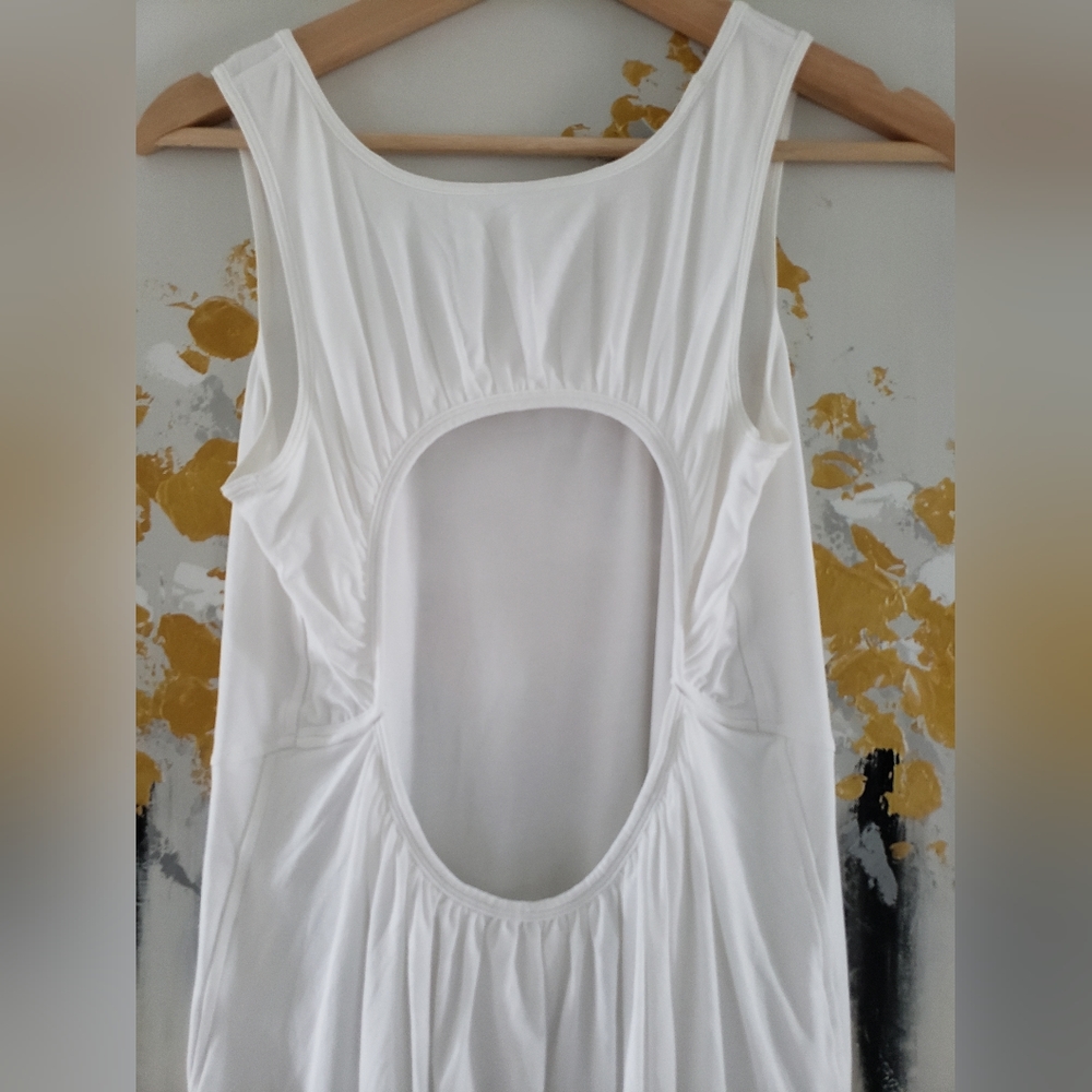 Pima cotton open back midi dress sz 6 white - Picture 3 of 8